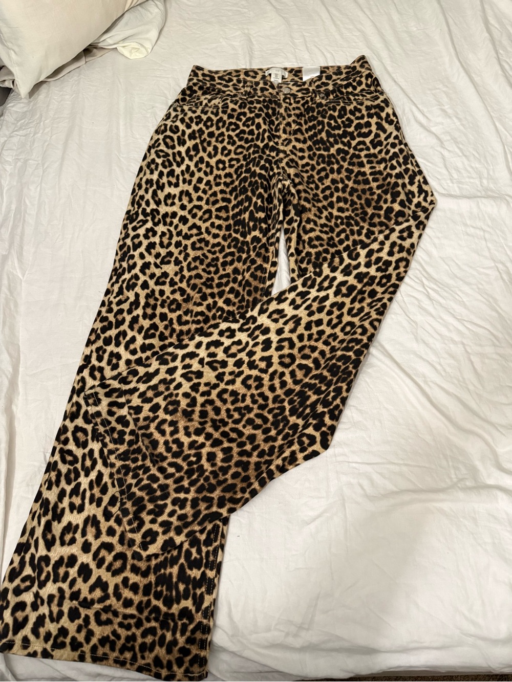 H&M Leopard Print Wide-Leg Pants - Beige and Black